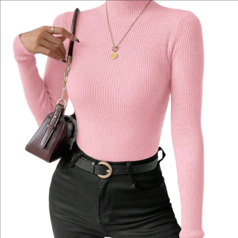 SHEIN Blush Ribbed Long Sleeve Top